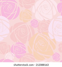 Pink retro rose decorative vector pattern