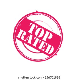 Pink retro round rubber stamp "Top rated" VECTOR