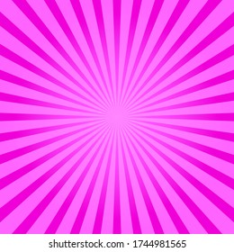 Pink retro striped burst background, vector illustration