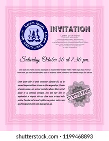 Pink Retro vintage invitation. Artistry design. Customizable, Easy to edit and change colors. Easy to print. 
