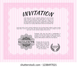 Pink Retro vintage invitation. Beauty design. Customizable, Easy to edit and change colors. Easy to print. 