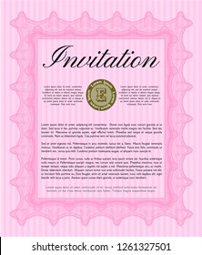 Pink Retro vintage invitation. Beauty design. Customizable, Easy to edit and change colors. With quality background. 