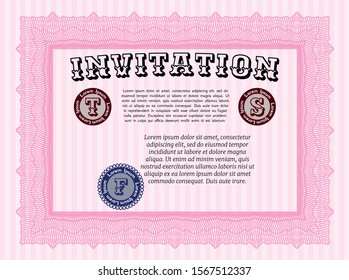 Pink Retro vintage invitation. Beauty design. Customizable, Easy to edit and change colors. Easy to print. 