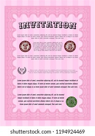 Pink Retro vintage invitation. Complex background. Money Pattern. Vector illustration. 