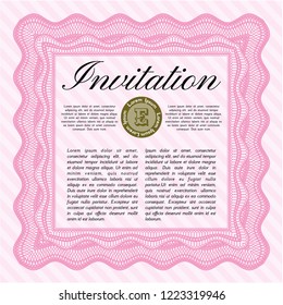 Pink Retro vintage invitation. With complex background. Money Pattern. Customizable, Easy to edit and change colors. 