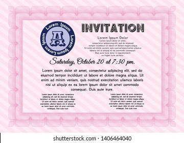 Pink Retro vintage invitation. Cordial design. Customizable, Easy to edit and change colors. Printer friendly. 