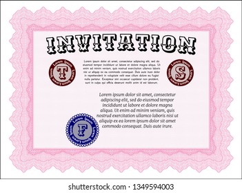 Pink Retro vintage invitation. Customizable, Easy to edit and change colors. Easy to print. Perfect design. 