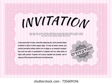 Pink Retro vintage invitation. Retro design. With great quality guilloche pattern. Customizable, Easy to edit and change colors. Pink Retro vintage invitation. Retro design. With great quality guilloche pattern. Customizable, Easy to edit and change colors.