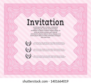 Pink Retro vintage invitation. Good design. With quality background. Detailed. 