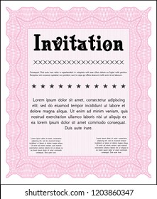 Pink Retro vintage invitation. Lovely design. Detailed. With background. 