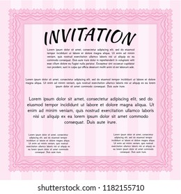 Pink Retro vintage invitation. Modern design. Vector illustration. Printer friendly. 