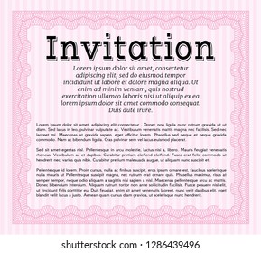 Pink Retro vintage invitation. Money design. Customizable, Easy to edit and change colors. With background. 