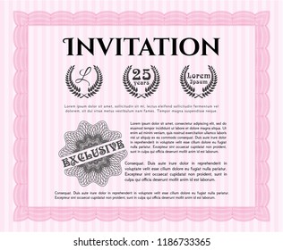 Pink Retro vintage invitation. Nice design. Customizable, Easy to edit and change colors. Easy to print. 