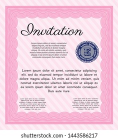 Pink Retro vintage invitation. Nice design. Customizable, Easy to edit and change colors. Printer friendly. 