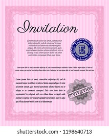 Pink Retro vintage invitation. Perfect design. Printer friendly. Customizable, Easy to edit and change colors. 