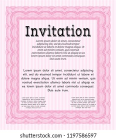 Pink Retro vintage invitation. Printer friendly. Customizable, Easy to edit and change colors. Money style design. 