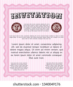 Pink Retro vintage invitation. Printer friendly. Modern design. Vector illustration. 