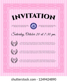 Pink Retro vintage invitation. Vector illustration. With background. Modern design. 
