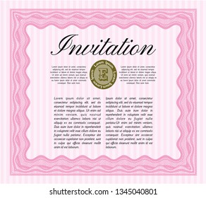 Pink Retro vintage invitation. Vector illustration. Complex background. Good design. 
