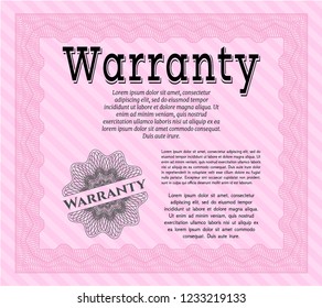 Pink Retro vintage Warranty Certificate. Easy to print. Detailed. Lovely design. 