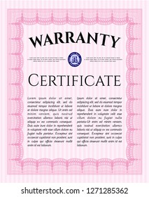 Pink Retro vintage Warranty Certificate. With background. Beauty design. Customizable, Easy to edit and change colors. 
