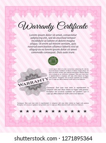 Pink Retro vintage Warranty Certificate. Customizable, Easy to edit and change colors. Printer friendly. Superior design. 