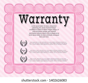 Pink Retro vintage Warranty Certificate. With complex background. Customizable, Easy to edit and change colors. Good design. 