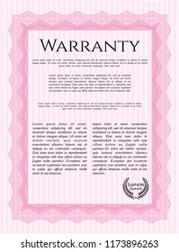 Pink Retro Warranty Certificate template. Modern design. Complex background. Customizable, Easy to edit and change colors. 