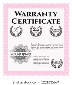 Pink Retro Warranty Certificate template. Nice design. Customizable, Easy to edit and change colors. With quality background. 