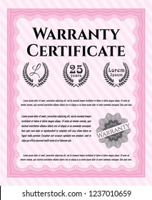 Pink Retro Warranty template. With background. Customizable, Easy to edit and change colors. Nice design. 