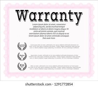 Pink Retro Warranty template. Beauty design. With quality background. Customizable, Easy to edit and change colors. 