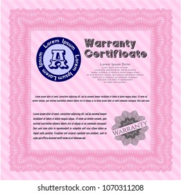 Pink Retro Warranty template. With complex background. Customizable, Easy to edit and change colors. Elegant design. 