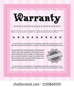 Pink Retro Warranty template. With complex background. Vector illustration. Lovely design. 