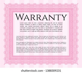 Pink Retro Warranty template. Complex background. Money design. Vector illustration. 