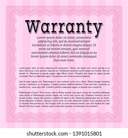 Pink Retro Warranty template. With complex linear background. Retro design. Detailed. 
