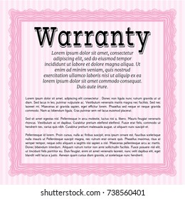 Pink Retro Warranty template. Complex background. Customizable, Easy to edit and change colors. Perfect design. 