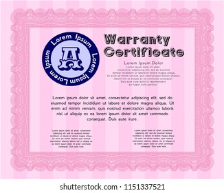 Pink Retro Warranty template. Customizable, Easy to edit and change colors. With quality background. Lovely design. 