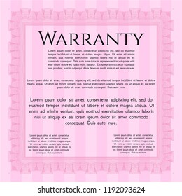 Pink Retro Warranty template. Customizable, Easy to edit and change colors. With background. Perfect design. 