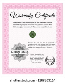 Pink Retro Warranty template. Customizable, Easy to edit and change colors. With complex background. Beauty design. 