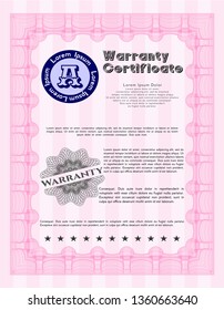 Pink Retro Warranty template. Customizable, Easy to edit and change colors. Printer friendly. Retro design. 