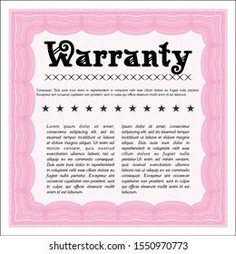 Pink Retro Warranty template. Detailed. Complex background. Retro design. 