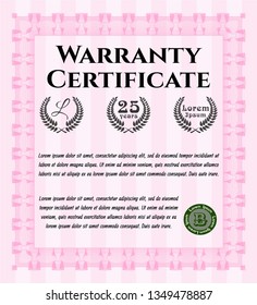 Pink Retro Warranty template. Easy to print. Customizable, Easy to edit and change colors. Sophisticated design. 