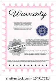 Pink Retro Warranty template. Elegant design. With complex background. Customizable, Easy to edit and change colors. 