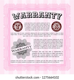 Pink Retro Warranty template. Good design. Customizable, Easy to edit and change colors. With great quality guilloche pattern. 