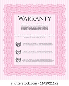 Pink Retro Warranty template. With great quality guilloche pattern. Artistry design. Customizable, Easy to edit and change colors. 