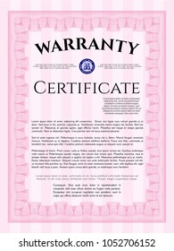 Pink Retro Warranty template. Perfect design. With complex background. Vector illustration. 