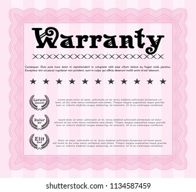 Pink Retro Warranty template. Vector illustration. Complex background. Good design. 