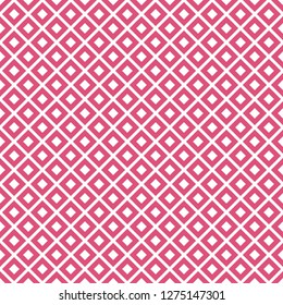 Pink Rhombus Geometric Seamless Vector Pattern with White Shapes for Valentines Day Romantic Scrapbook Paper Printable Design