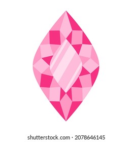 Pink rhombus precious stone or gem. Bright shiny crystal.
