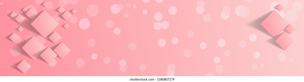 pink rhombuses of different sizes on a delicate background with translucent circles. geometric banner with 3d effect, a template for your projects. vector
